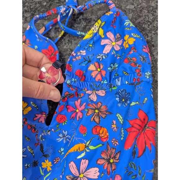 Dauphinette x J.Crew plunge one-piece swimsuit in cornucopia floral women's 8 - Picture 4 of 9